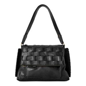 Time and Tru Women’s Heidi Flap Shoulder Bag Black
